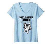 Women's Parson Russell Terrier Funny I was Normal Three Dogs Ago V-Neck T-Shirt