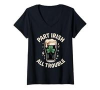 Women's Part Irish All Trouble Funny St Patricks Day Meme V-Neck T-Shirt