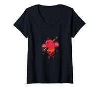 Women's Partner Design with Devil Playful Temptation V-Neck T-Shirt