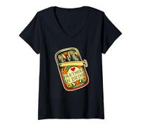 Women's Partners in Brine Sardine Tin Cute Tinned Fish Humor V-Neck T-Shirt