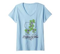Women's Partners in Wine Glass Silhouette Grape Vine V-Neck T-Shirt