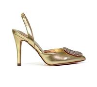 Womens Party Heels Ladies Bridesmaid Stiletto Pointed Toe Gold Court Shoes Slingback Evening Diamante Buckle Sandals Size 5