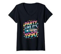 Womens Party like it is 1990 vintage retro 90s casette disco 1990s V-Neck T-Shirt
