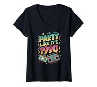 Womens Party like it is 1990 vintage retro 90s casette disco 1990s V-Neck T-Shirt