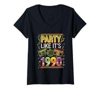 Womens Party like it is 1990 vintage retro 90s casette disco 1990s V-Neck T-Shirt