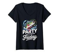 Womens Party Like It's Fish Fry Friday V-Neck T-Shirt