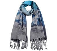 Women's Pashmina Shawl Paisley Pattern Scarf Tassels Wrap Colorful Ethnic - Blue - Long