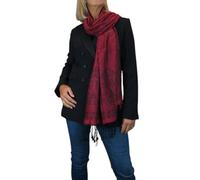 Women's Pashmina Shawl - Persian Jacquard Design, Soft Lightweight Wrap Scarf with Tassel Fringe, Elegant Evening & Day Wear Dark Burgundy Red