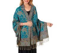 Women's Pashmina Shawl & Wrap Scarf - Luxuriously Soft, Cozy, and Versatile Wrap Stylish Colors & Patterns for Any Occasion (Peacock blue)