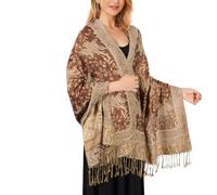 Women's Pashmina Shawl & Wrap Scarf - Luxuriously Soft, Cozy, and Versatile Wrap Stylish Colors & Patterns for Any Occasion (Red Coffee)