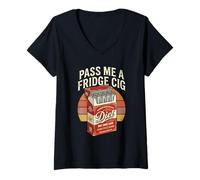 Women's Pass Me A Fridge Cig Vintage Sunset Soda Funny V-Neck T-Shirt