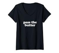 Womens Pass the Butter V-Neck T-Shirt
