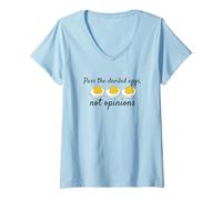 Womens Pass The Deviled Eggs Not Opinions Funny Thanksgiving V-Neck T-Shirt