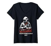 Womens Passchendaele 1917 WW1 Soldier Remembrance Armistice Day V-Neck T-Shirt