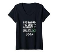 Womens Password Too Short? I Changed It Cybersecurity V-Neck T-Shirt