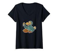 Women's Pasta Loving Dodo Bird Cartoon V-Neck T-Shirt