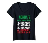 Womens Pasta Sunday Funny Italian Grandma Nonna Italy Food Mangia V-Neck T-Shirt