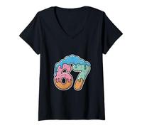 Womens Pastel Dripping Ice Cream 67 Sprinkles Waffle Cone V-Neck T-Shirt