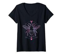 Womens Pastel Goth Creepy Gothic Moth Witchy Serpent Moon Wicca V-Neck T-Shirt