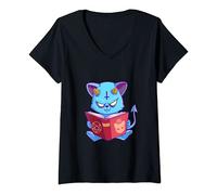 Womens Pastel Goth Witchy Kitty Goth Gift V-Neck T-Shirt