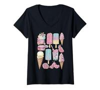 Women's Pastel Summer Desserts Whimsical Sweets Dreamy Beach Art V-Neck T-Shirt