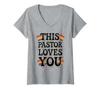 Womens Pastor Supports Gay Pride Parade Ally Minister LGBTQIA V-Neck T-Shirt