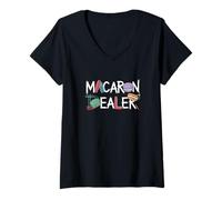 Womens Pastry Humor Macaron Dealer Design V-Neck T-Shirt