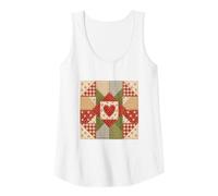 Womens Patchwork Heart Quilt Pattern Farmhouse Cottagecore for Mom Tank Top