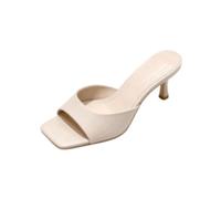 Women's Patent Leather Heeled Sandals Slip on Mule Shoes | Thin Stiletto Heel Summer Sandals, Open Toe Slingback Slide Sandals, Square Toe Dress Pumps For Office, Casual Dates