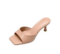 Women's Patent Leather Heeled Sandals Slip on Mule Shoes | Thin Stiletto Heel Summer Sandals, Open Toe Slingback Slide Sandals, Square Toe Dress Pumps For Office, Casual Dates