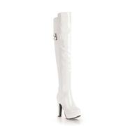 Women's Patent Leather Over the Knee Platform Boots, 4.7 Inch Chunky High Heel Sexy Thigh High Club Boots with Zip, Shiny Dancing Long Boot
