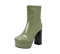 Women's Patent Leather Platform Ankle Boots High Heels 12.5cm Party Club Dress Shoes