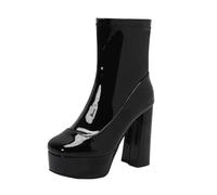 Women's Patent Leather Platform Ankle Boots High Heels 12.5cm Party Club Dress Shoes