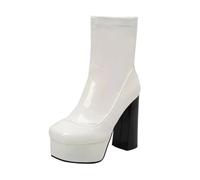 Women's Patent Leather Platform Ankle Boots High Heels 12.5cm Party Club Dress Shoes