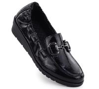 Women's patent leather wedge shoes, black, Rieker L5352-00