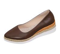 Women's Patent Shoes Pointed Toe Thick Sole Slope Heel Business Shoes Plain Leather Lightweight Non-Slip Leather Shoes Elegant Business Wedding Evening Shoes 35-41 EU, coffee, 8 UK