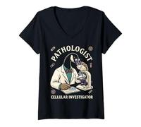 Women's Pathologist Swan Cellular Investigator Laboratory Art V-Neck T-Shirt
