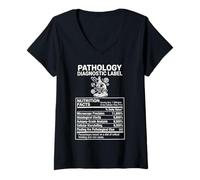 Women's Pathology Diagnostic Label Nutrition Facts Chart V-Neck T-Shirt