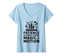 Womens Patience In Every Frame Magic In The Motion Animation Draw V-Neck T-Shirt