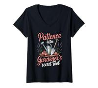 Womens Patience is The Gardener's Secret Tool - Gardening V-Neck T-Shirt