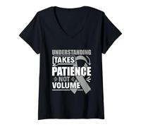 Womens Patience Not Volume - Aphasia Communication Disorder V-Neck T-Shirt
