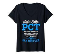 Women's Patient Care Technician Funny Night Shift PCT V-Neck T-Shirt