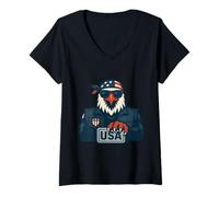 Womens Patriot Eagle of Strength and Honor V-Neck T-Shirt