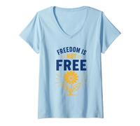Women's Patriotic Americans Quote Simple Freedom is Not Free V-Neck T-Shirt