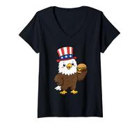 Women's Patriotic Bald Eagle Burger USA July 4th America Souvenir V-Neck T-Shirt
