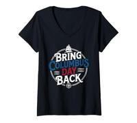 Women's Patriotic Bring Columbus Day Back Heritage V-Neck T-Shirt