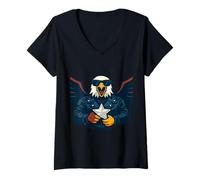 Womens Patriotic Eagle of Courage and Glory V-Neck T-Shirt