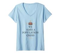 Womens Patriotic Great BRITAINS Pride British Population Crisis UK V-Neck T-Shirt