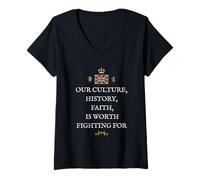Womens Patriotic Proud Great Britain British Pride History Saving V-Neck T-Shirt
