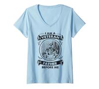 Womens Patriotic Veteran - I Am A Veteran Like My Father Before Me V-Neck T-Shirt